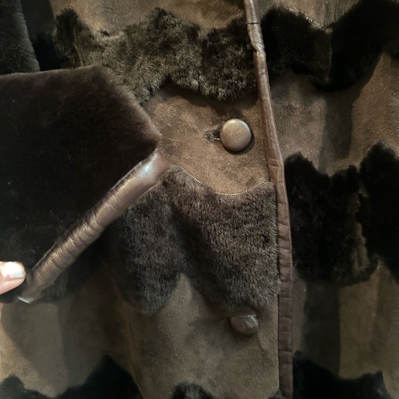 DKNY 100% shearling full length coat. - Picture 3 of 6